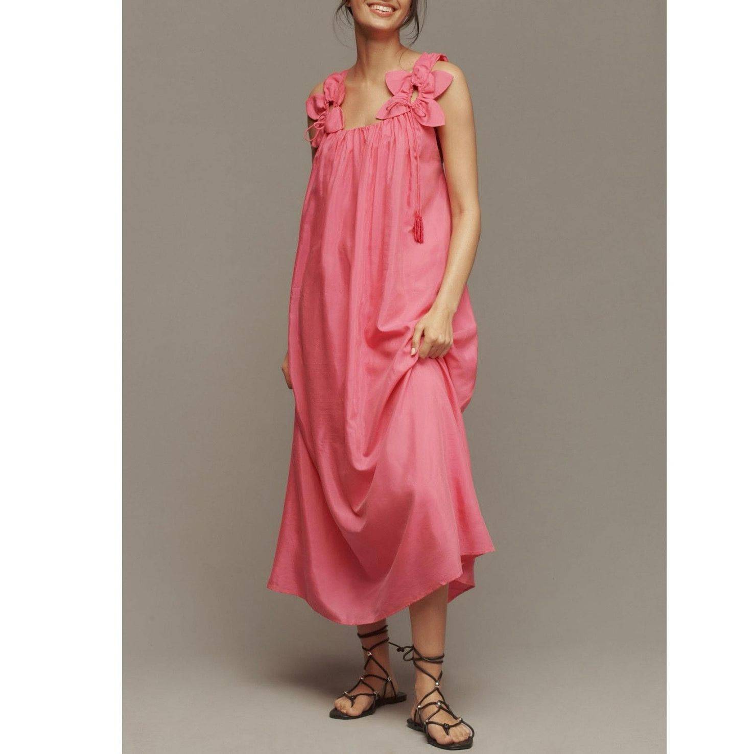 open lace back dress Farm Rio Burgundy Cut-Out Flowers Sleeveless Midi Dress, Burgundy / Xs main image 0