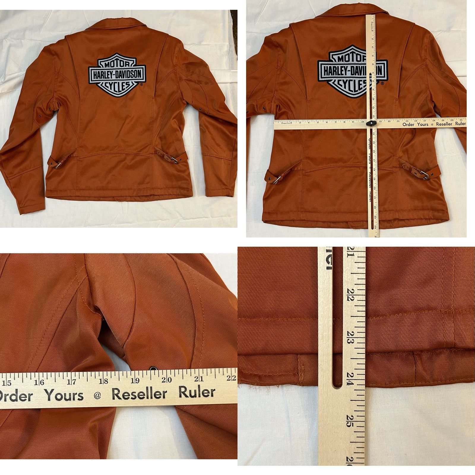 Harley Davidson Harley-Davidson Motorcycle Jacket Women's M Orange Cotton Nylon Weave Full Zip Logo Back Modern Softshell Zip Pockets Size M / US 6-8 / IT 42-44 - 9 Thumbnail