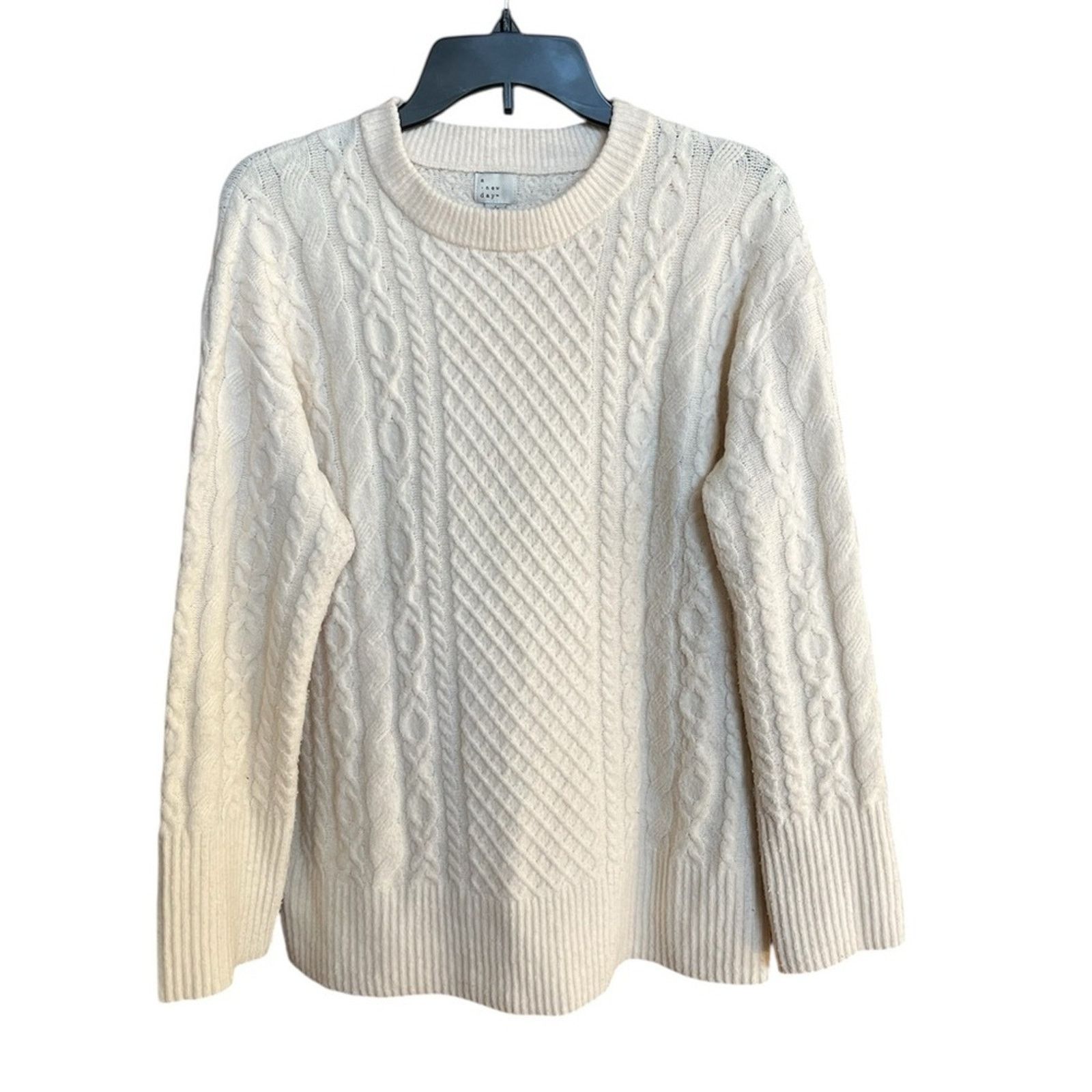 Other A New Day Sweater Size L Oversized Cream Chunky Cable Knit Size L / US 10 / IT 46 - 1 Thumbnail
