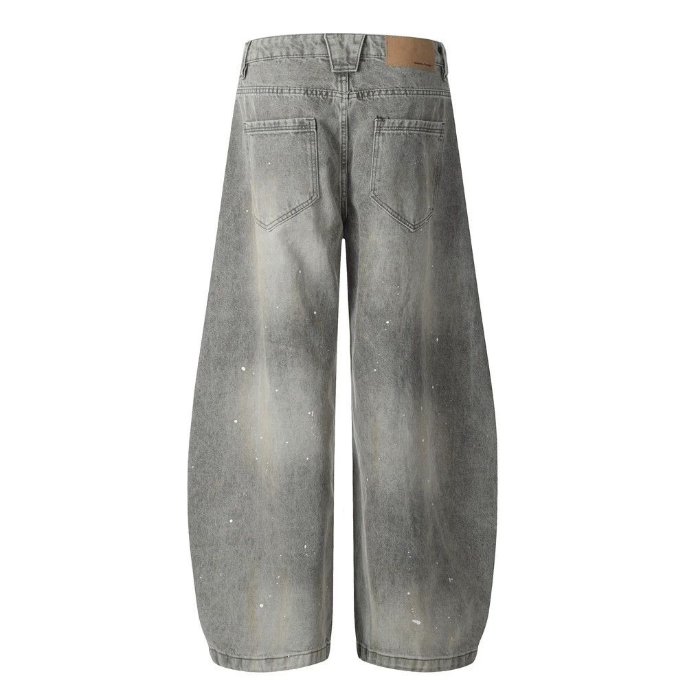 Vintage Men's loose versatile distressed ink-washed scimitar jeans Size US 32 / EU 48 - 2 Thumbnail
