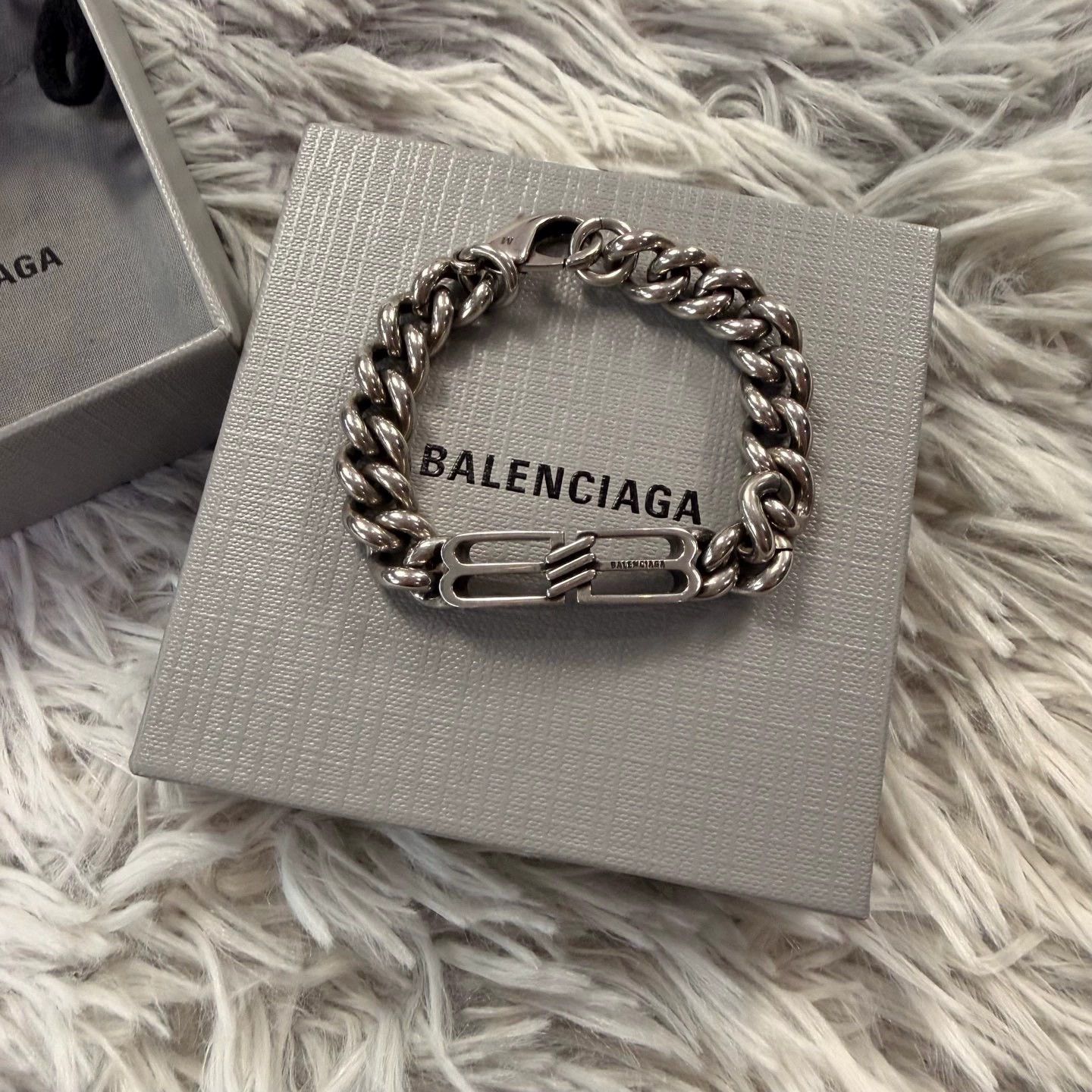 Balenciaga balenciaga double ring bb bracelet in silver Size ONE SIZE - 2 Thumbnail