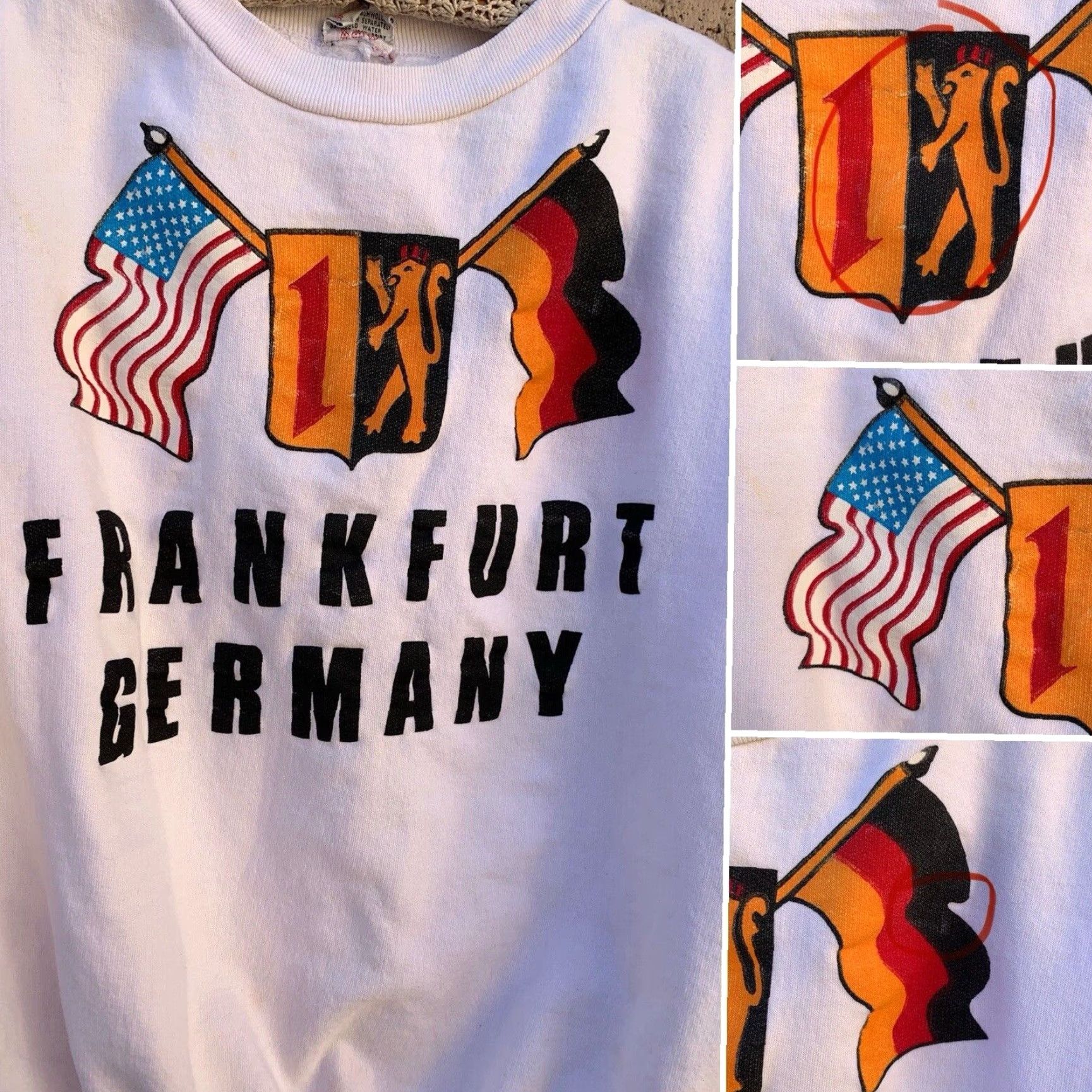 Vintage VINTAGE Frankfurt Germany Sweatshirt Raco Sports Wear Cotton Size XL White Graphic Print Men Pullover Crew Neck Long Sleeve Sports Theme Size US XL / EU 56 / 4 - 5 Thumbnail