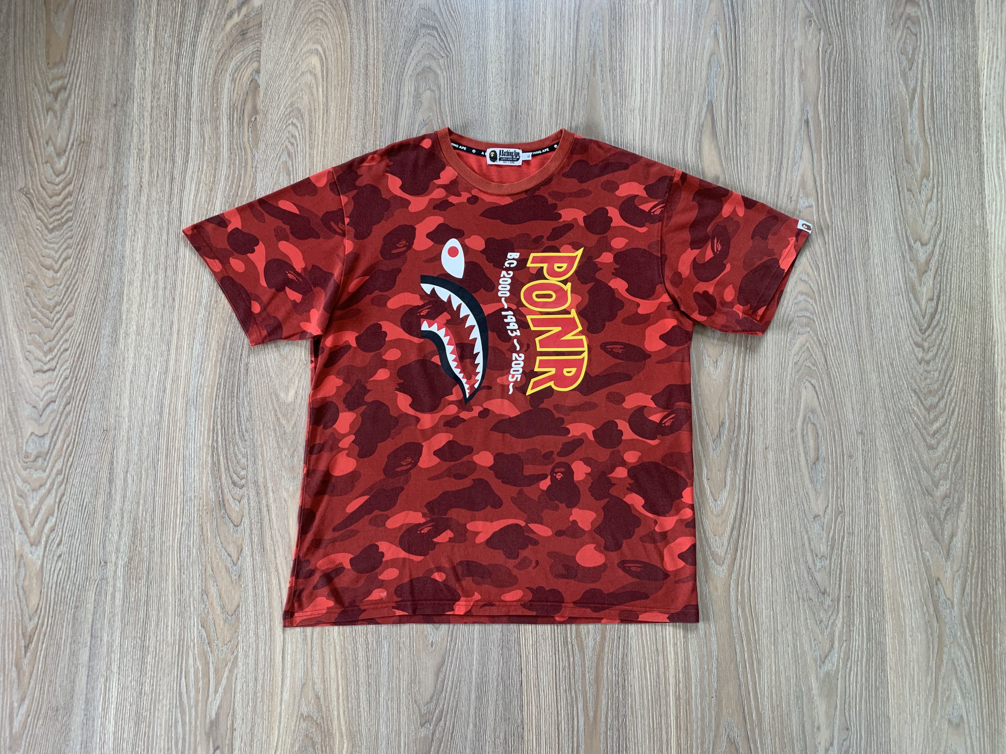 Bape Rare A Bathing Ape Camouflage Shark Craphic T Shirt Size US XL / EU 56 / 4 - 1 Thumbnail
