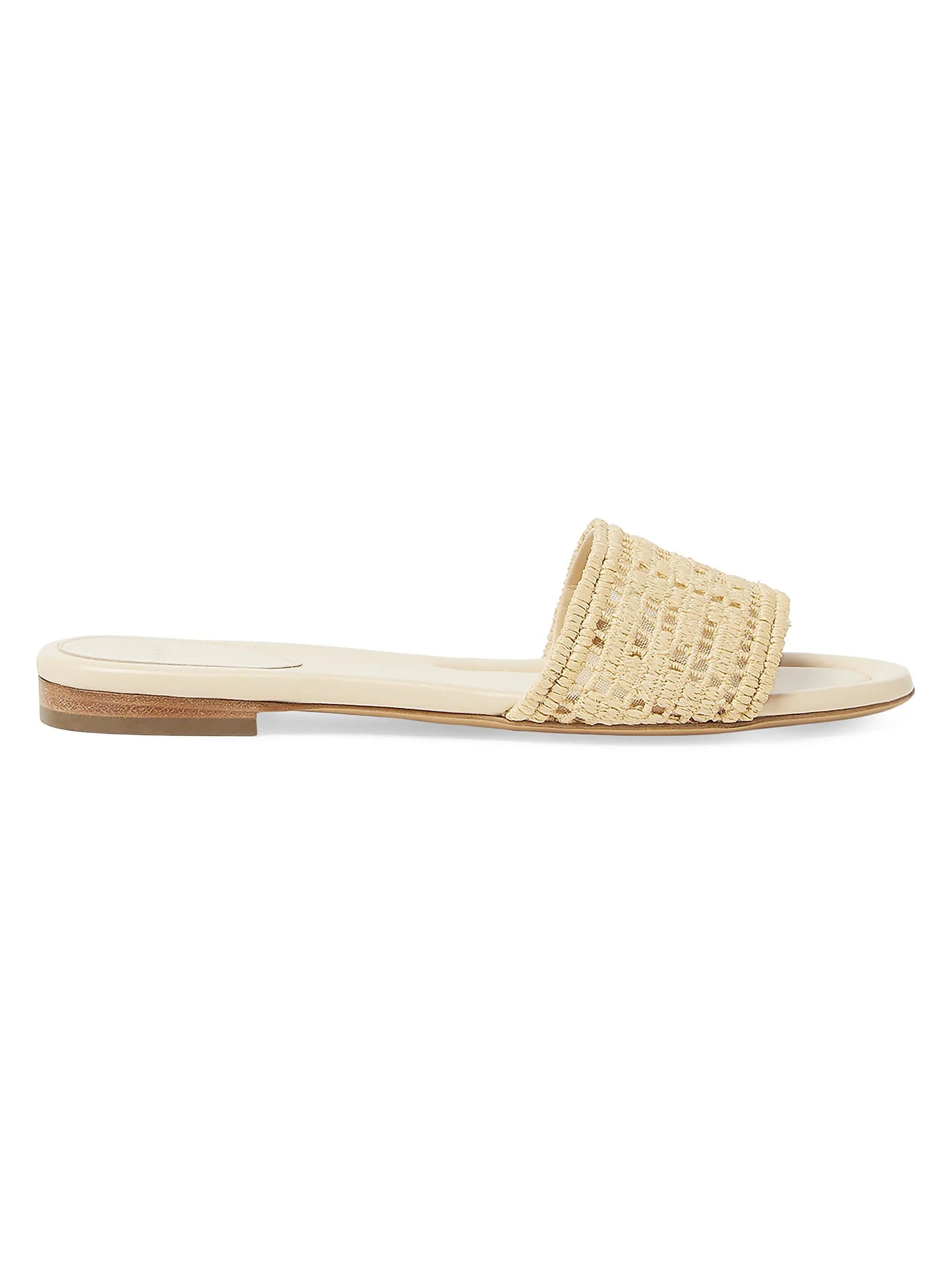 Fendi o1s1wg110426 Sunshine Logo Leather Flat Slides in Beige Size US 6 / IT 36 - 1 Thumbnail