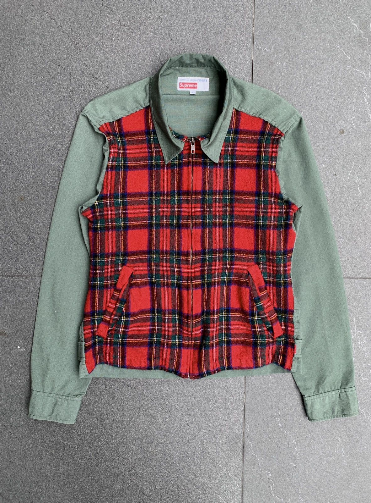 image of Comme Des Garcons x Supreme Fall Winter 2015-2016 Plaid Jacket in Green, Men's (Size Small)
