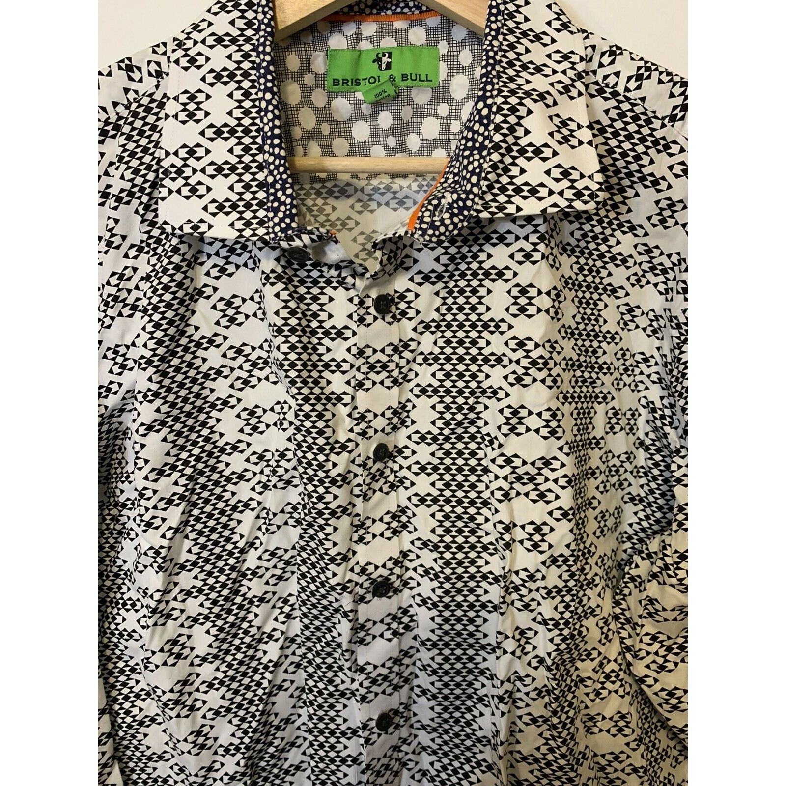 Other Bristol & Bull Men’s Sz XL Black White Geometric Shirt Size US XL / EU 56 / 4 - 7 Thumbnail