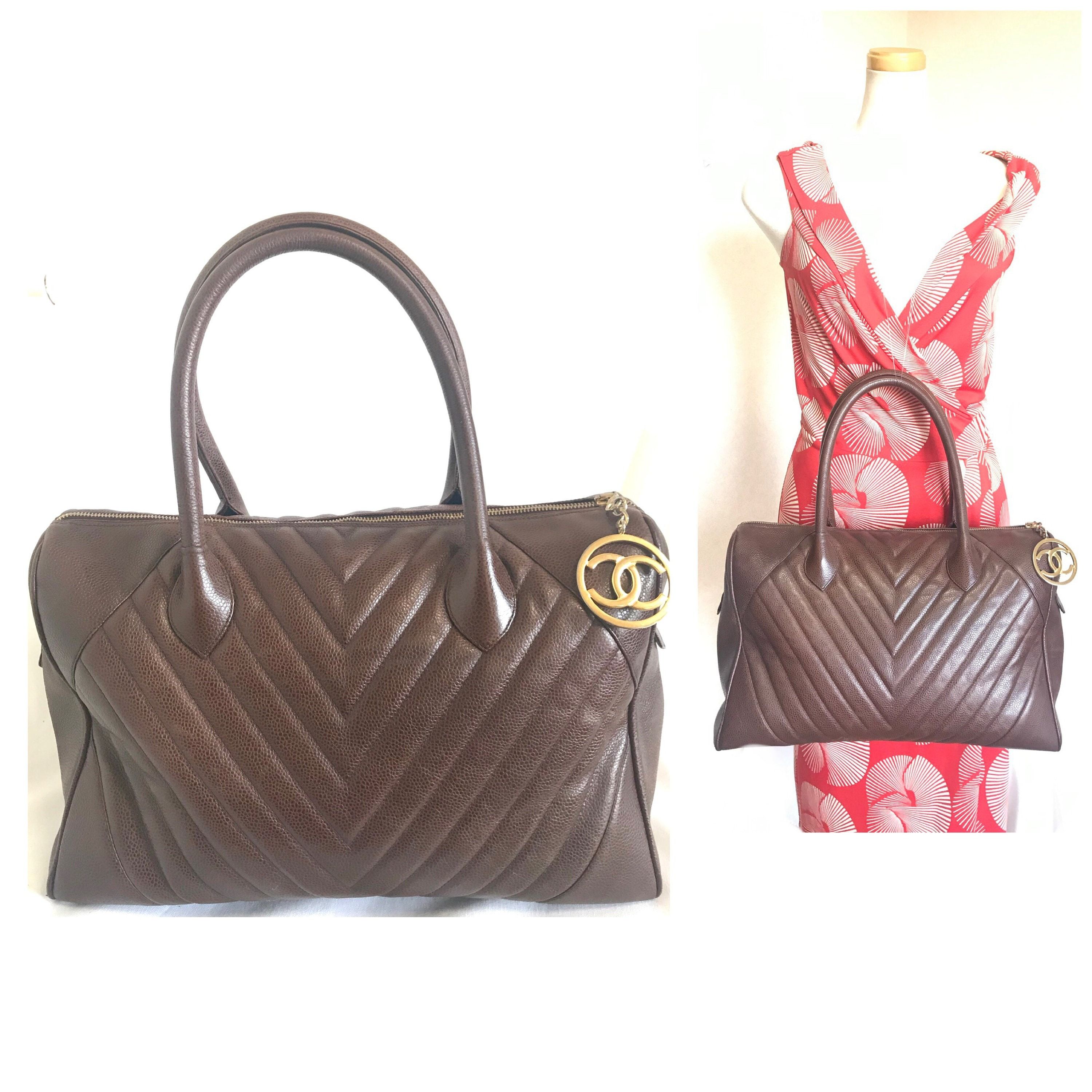 Chanel Vintage CHANEL brown caviarskin v stitch, chevron style bag, Size ONE SIZE - 2 Thumbnail
