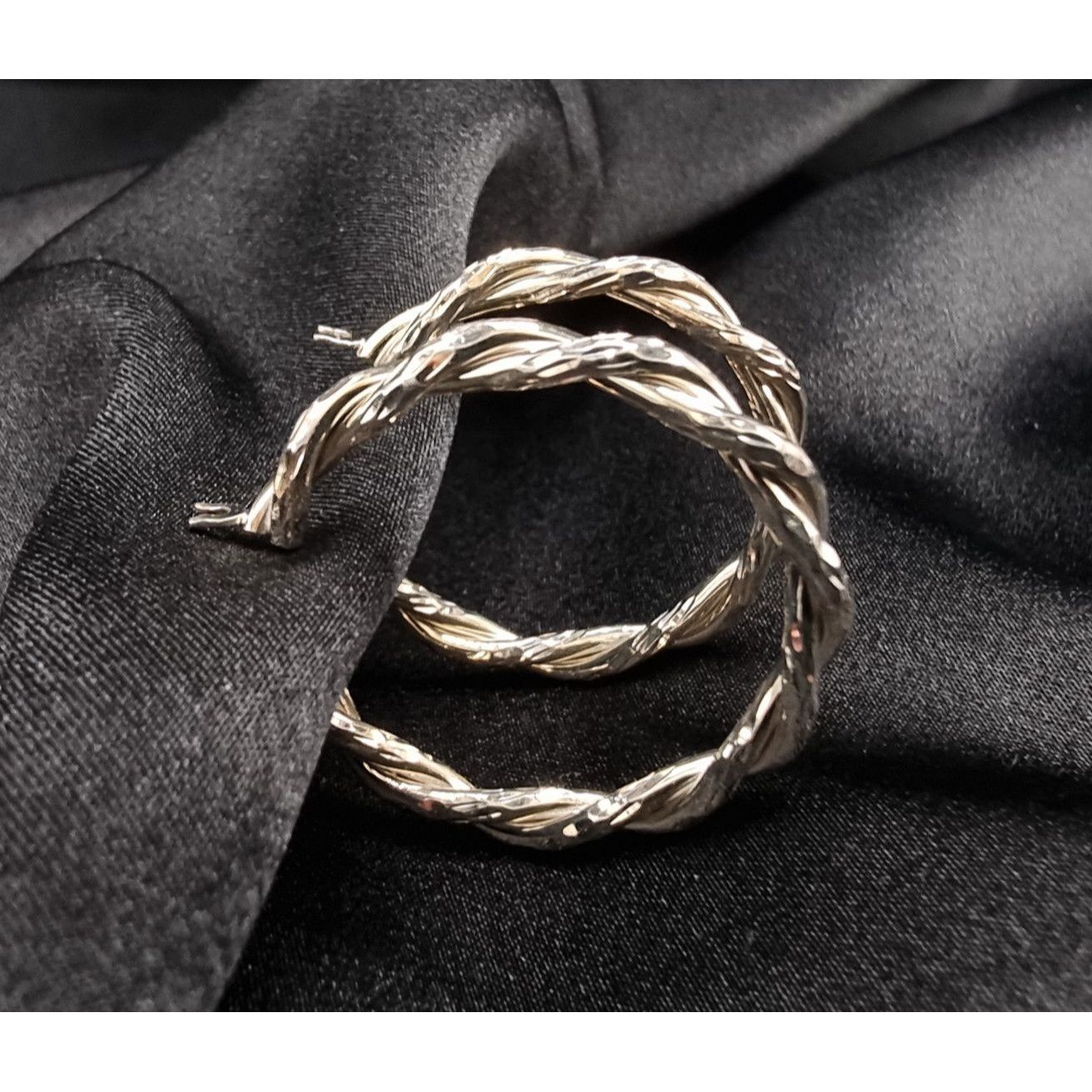 Vintage 925 Sterling Silver JCM Signed Twisted Sterling Silver Hoop Size ONE SIZE - 2 Thumbnail