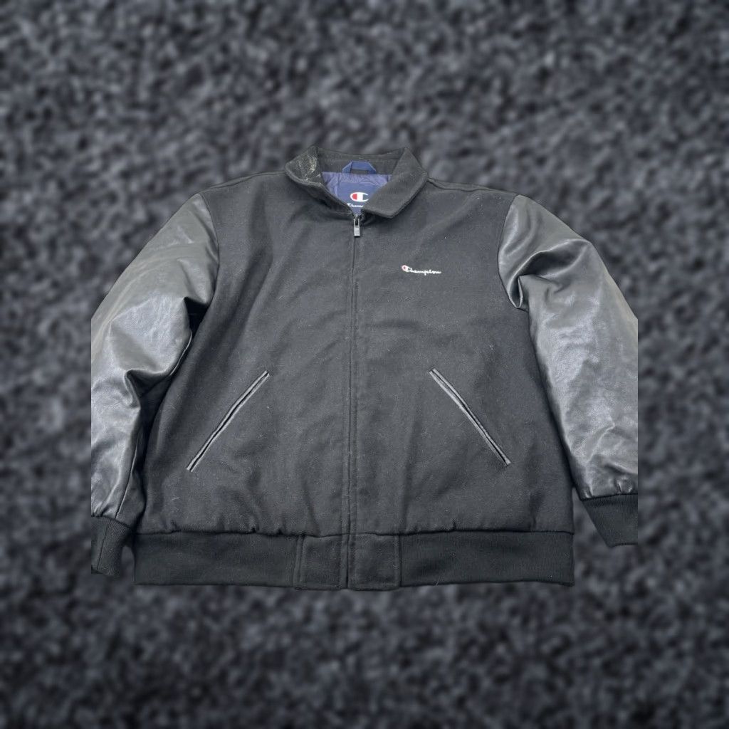 Champion VINTAGE Champion Wool Leather Jacket Black Men’s Large Quilt Lined Full Zip Jacket Size US L / EU 52-54 / 3 - 1 Thumbnail