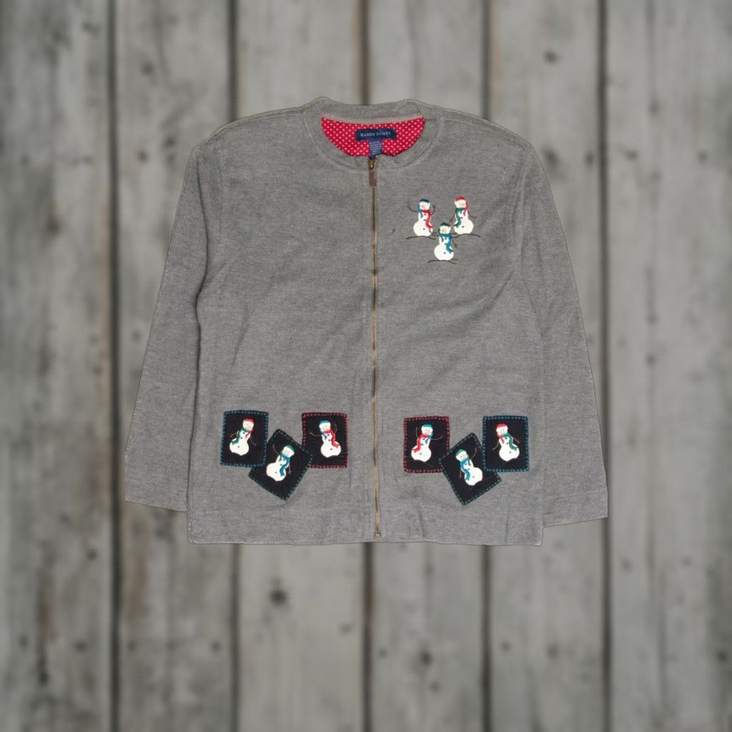 Vintage VINTAGE Gray Ugly Christmas Cardigan Karen Scott Small Women/Men? (keep as Adult) Size S / US 4 / IT 40 - 1 Thumbnail