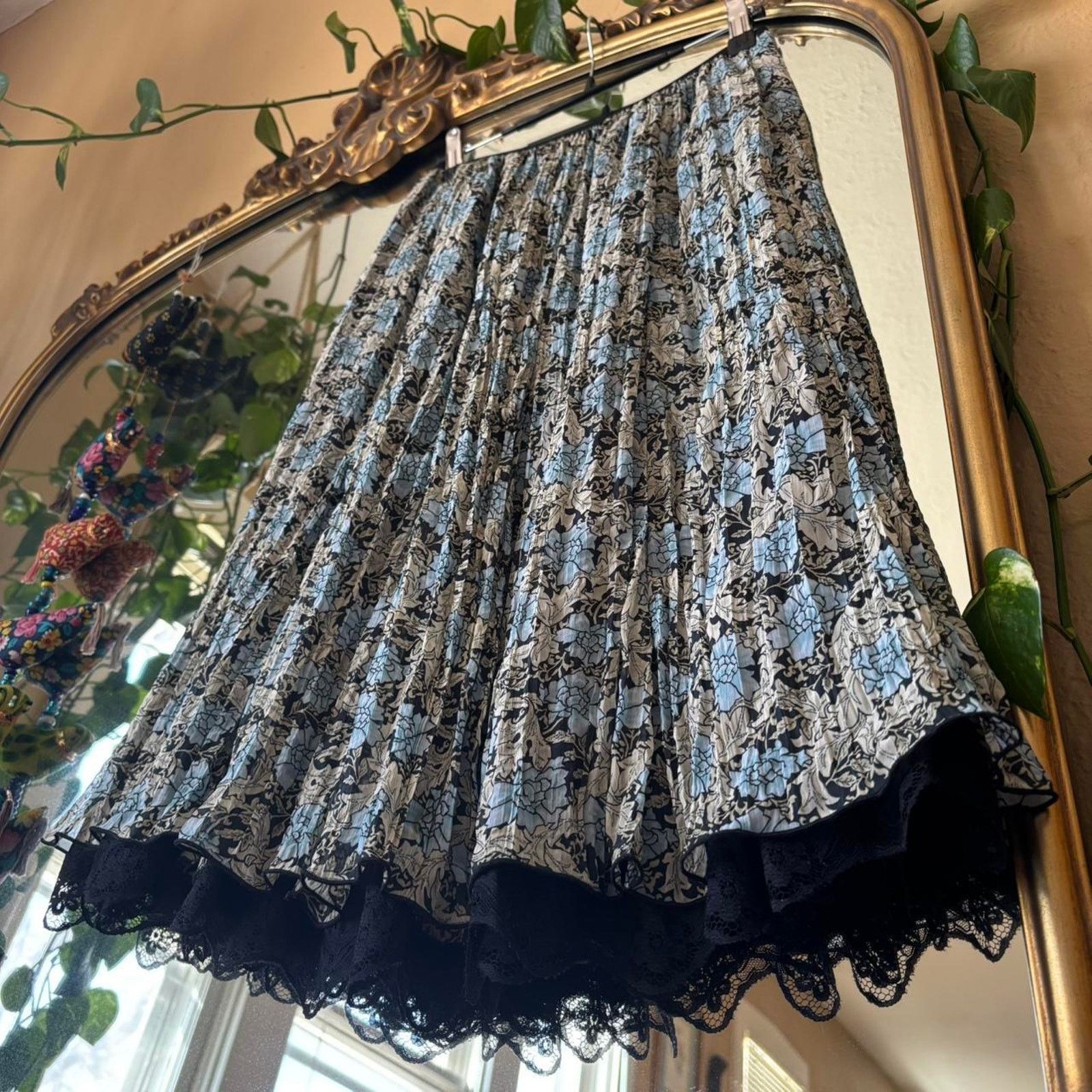 Worthington Vintage Worthington Blue Floral Midi Skirt Medium Y2K Fairy Size 24" / US 00 / IT 34 - 5 Thumbnail