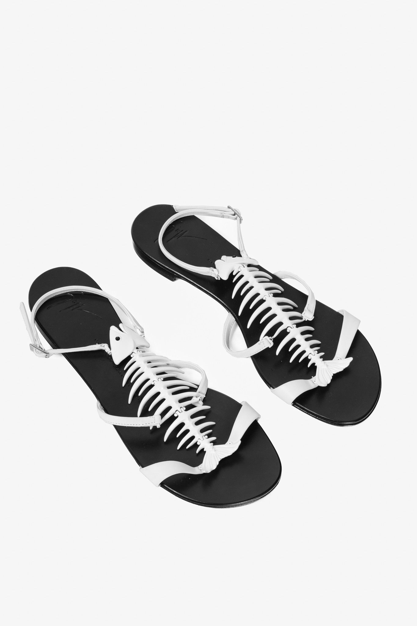 Giuseppe Zanotti Giuseppe Zanotti White Fishbone Flat Sandals Size US 9.5 / IT 39.5 - 1 Thumbnail