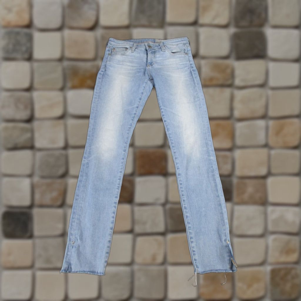 AG Jeans AG Jeans Womens 25 Light Wash Denim Raw Hem Low Rise Skinny Jeans Blue Size 42" / US 20 - 1 Thumbnail