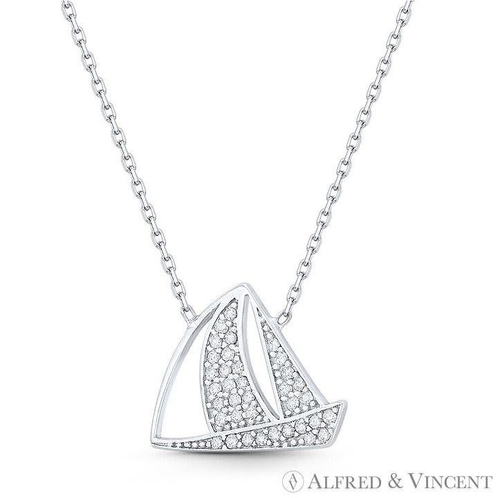 Other Longbow Sailboat Seafarer Charm CZ Crystal Pendant Size ONE SIZE - 1 Preview