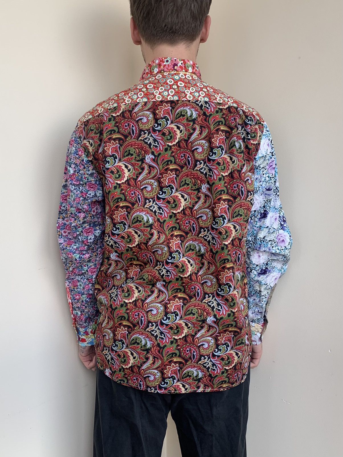 Japanese Brand Foul Fashion Ugly Patchwork Crazy Print Button Up L/S Shirt Size US L / EU 52-54 / 3 - 4 Thumbnail