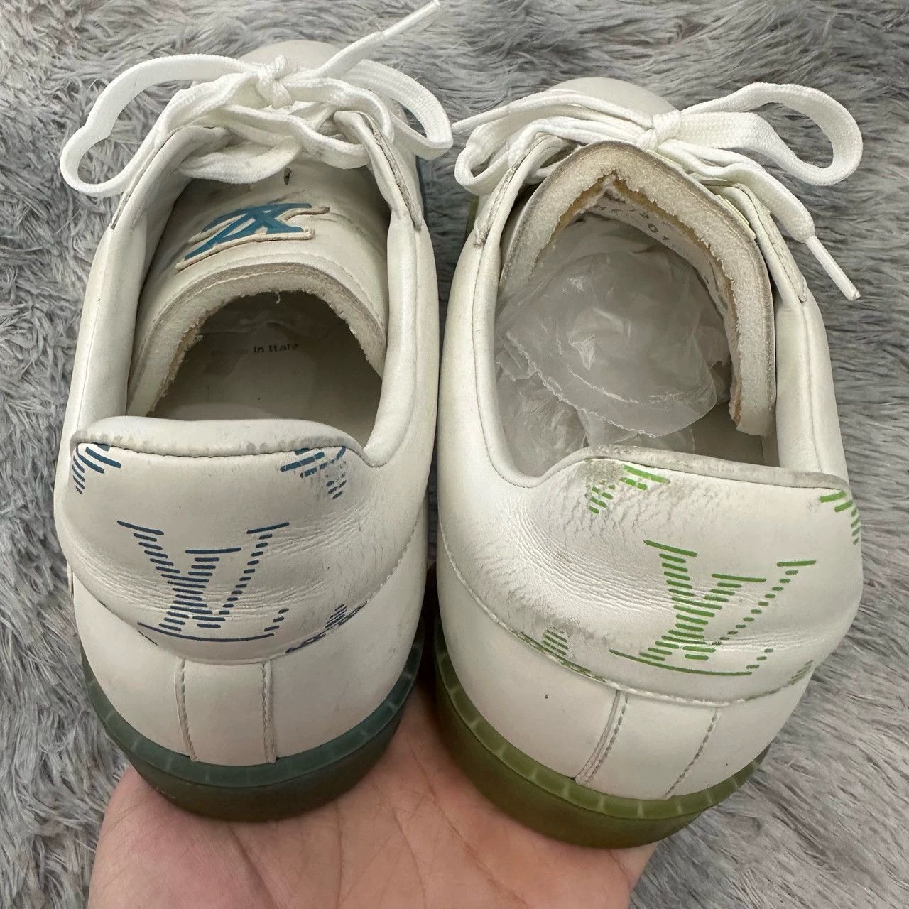Louis Vuitton LV Monogram white blue green sneakers 7 95 New Size US 7 / EU 40 - 7 Thumbnail
