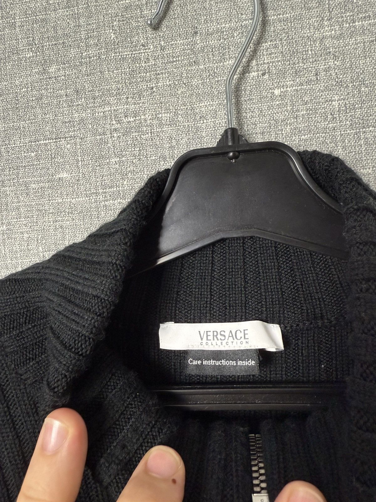 Versace Versace Collection Merino Wool Ribbed Sweater w Leather Trim Size US XL / EU 56 / 4 - 16 Thumbnail