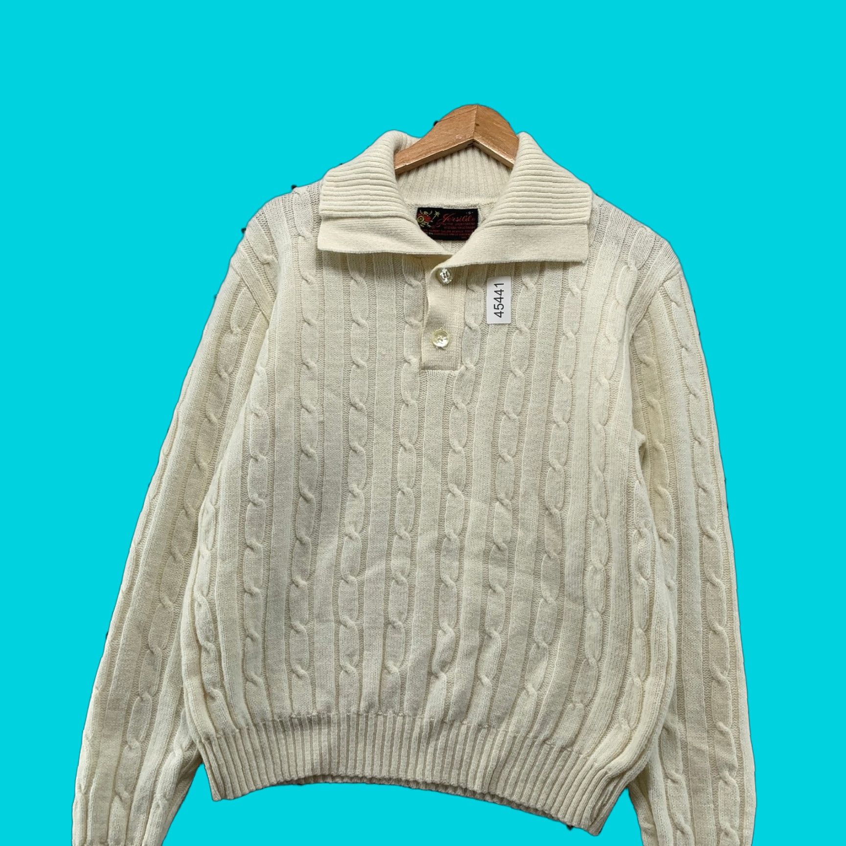 Vintage VINTAGE Jersild Polo Sweater Mens S Ivory Cable Knit Orlon Acrylic Made USA Size US S / EU 44-46 / 1 - 1 Thumbnail