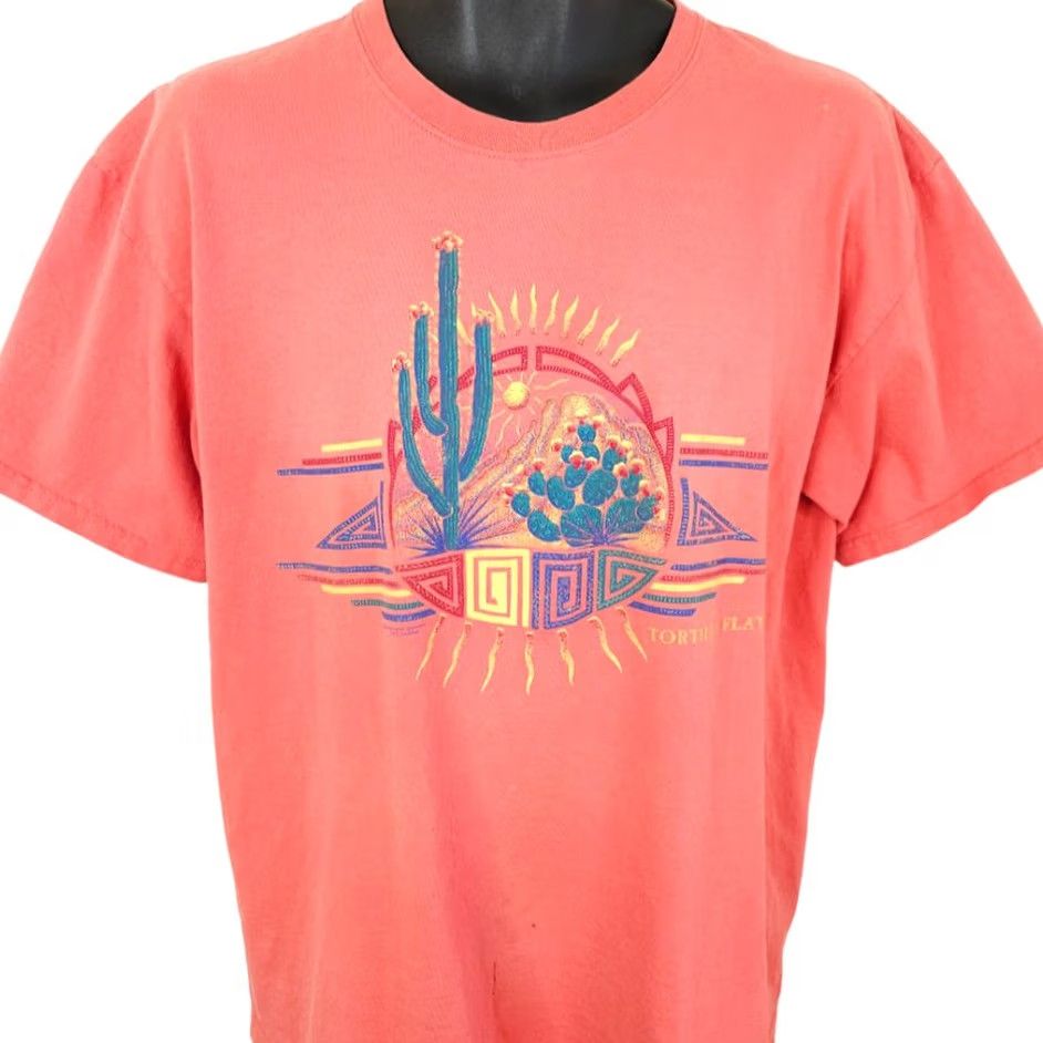 Vintage VINTAGE Sportex T-Shirt Mens Large Orange 90s Arizona Made In USA Southwestern Cactus Travel Shirt Mens Size US L / EU 52-54 / 3 - 2 Thumbnail
