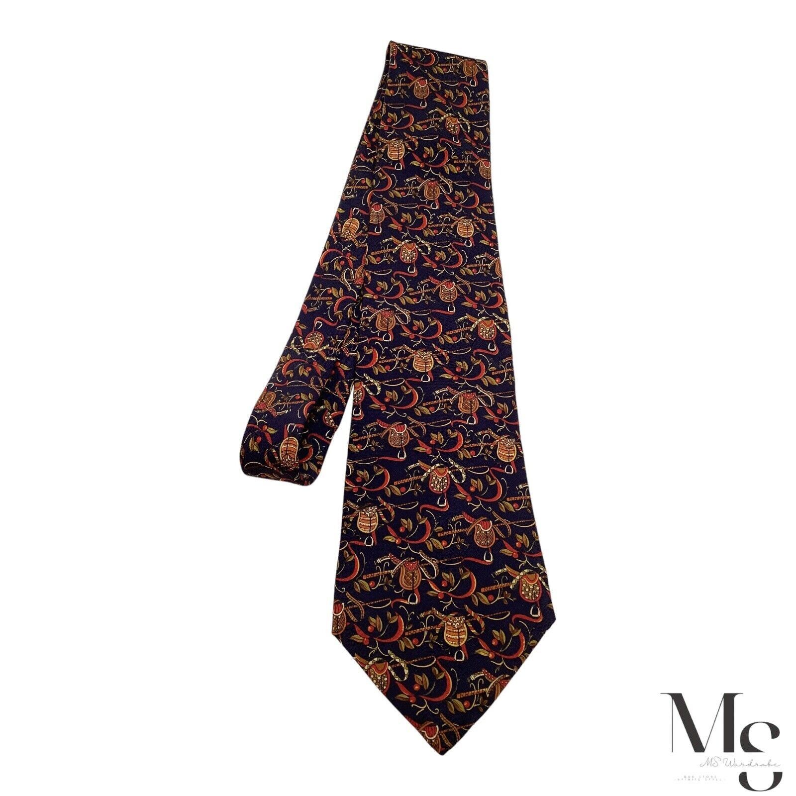 Salvatore Ferragamo Salvatore Ferragamo Navy Blue Saddle & fruit Silk Tie Italy Size ONE SIZE - 7 Thumbnail