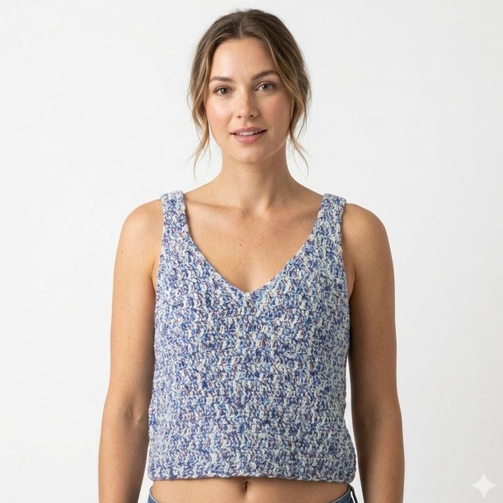 Other Knitted MultiColor Sleeveless V-Neck Cropped Tank Top Size L Size L / US 10 / IT 46 - 1 Thumbnail