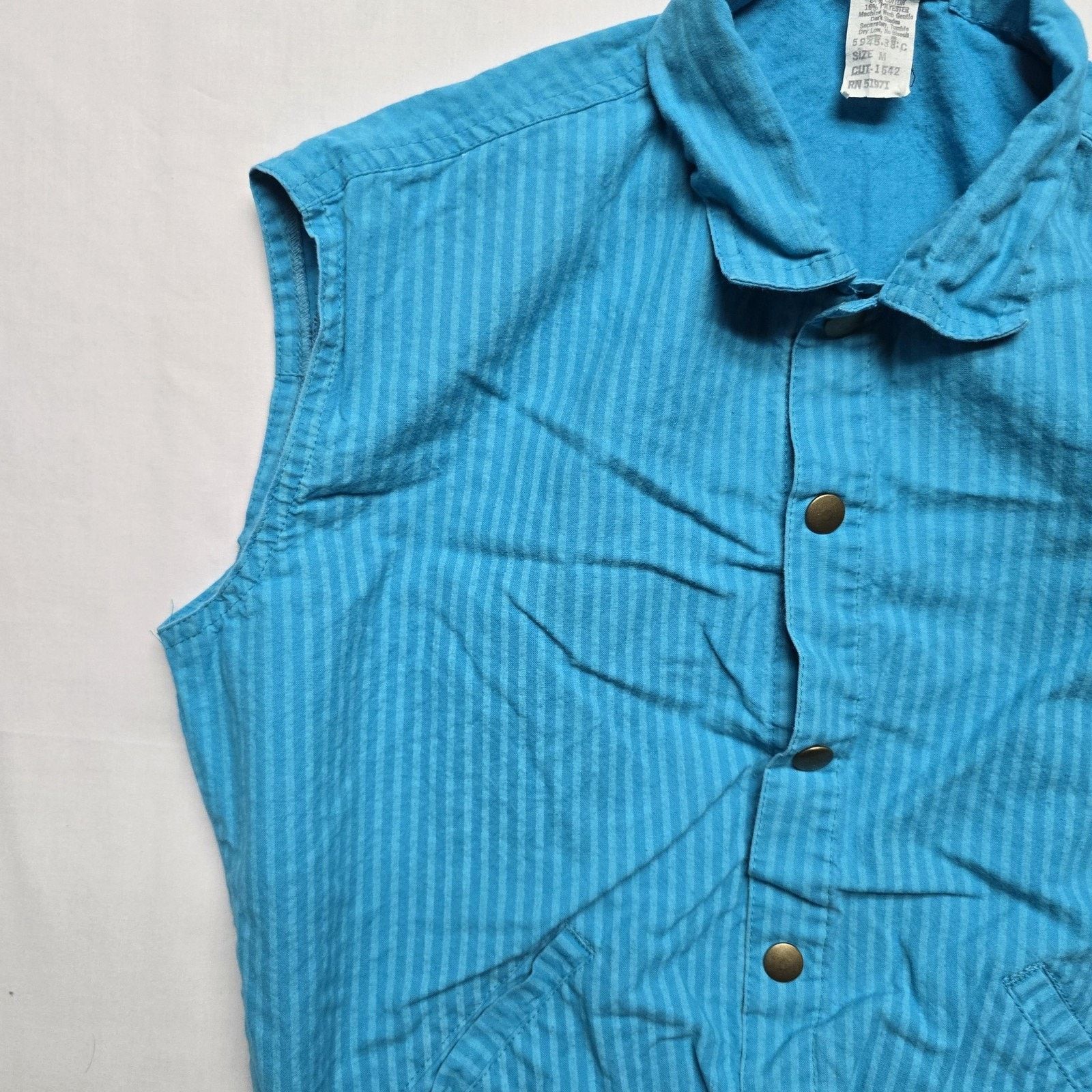 Vintage Vintage Chemin de Fer Vest M Blue Striped Snap Shirt 80s Size M / US 6-8 / IT 42-44 - 4 Thumbnail