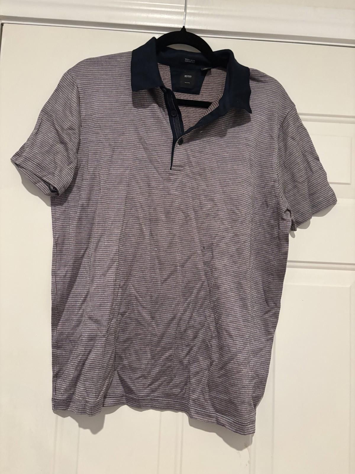 Hugo Boss Men's siz M Boss grey silk short sleeve polo shirt #660 Size US M / EU 48-50 / 2 - 1 Thumbnail
