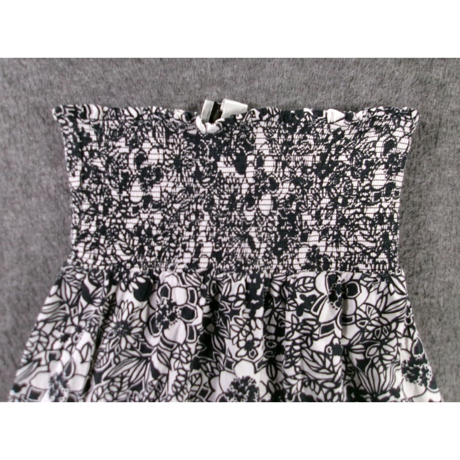 Loft LOFT Dress Womens S Strapless Smocked Bodice Floral Black White Sundress Casual Size S / US 4 / IT 40 - 2 Thumbnail