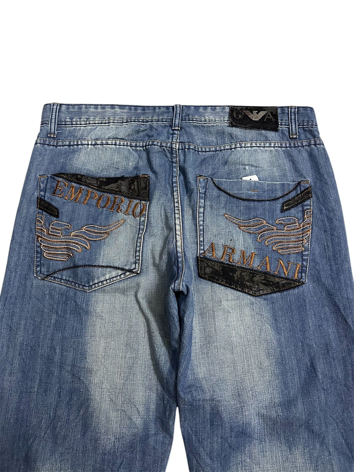 Rick Owens 2000 Emporio Armani Baggy Embroidered Y2K Goa Lgb Jnco Jeans Size US 38 / EU 54 - 2 Thumbnail