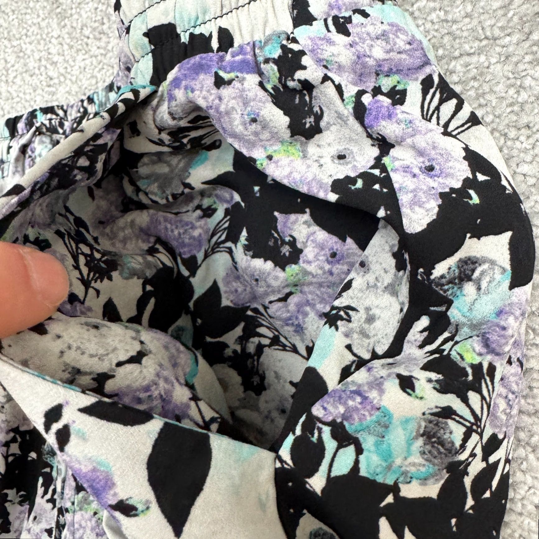 Vintage ASTR Floral Ankle Tie Tapered Leg Pants Womens M Purple Black Boho Shirt? Size 32" / US 10 / IT 46 - 3 Thumbnail