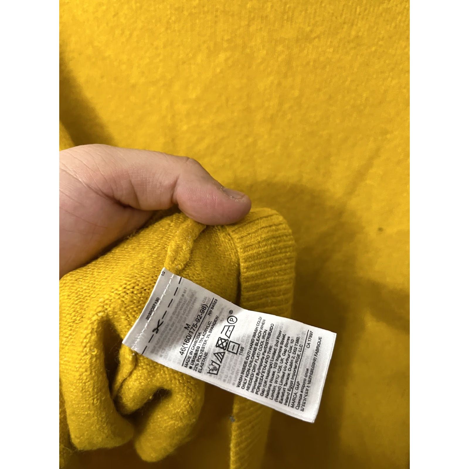 Gap GAP Women's Pullover Sweater 3/4 Sleeve Acrylic Knit Solid Yellow M Size M / US 6-8 / IT 42-44 - 4 Thumbnail