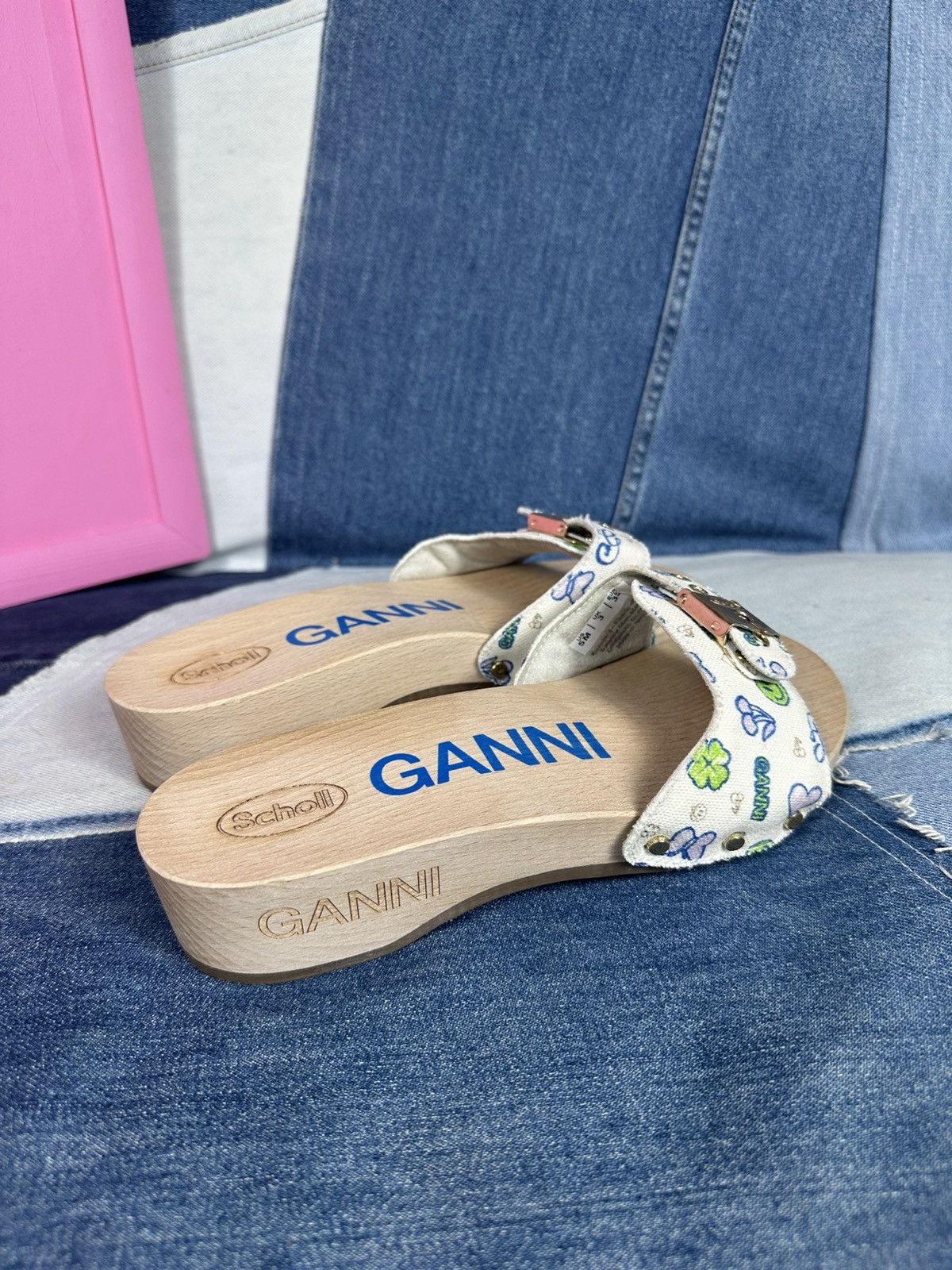 Ganni Ganni x DR. Scholl's Clog Slides Wooden Platform Sandals Size US 5 / IT 35 - 16 Thumbnail