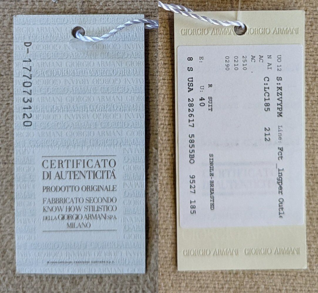 Armani Collezioni Armani 2-Button Single Breasted Beige Crinkled Suit 40R NWT Size 40R - 7 Thumbnail