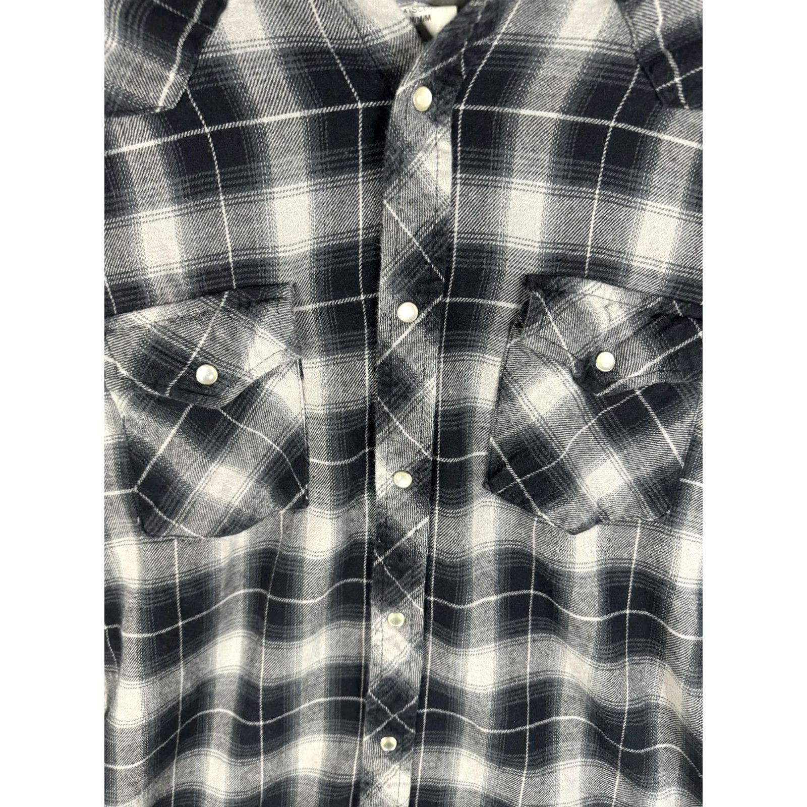 Wrangler Wrangler Shirt Mens Medium Gray Black Plaid Wrancher Western Snap Flannel Size US M / EU 48-50 / 2 - 4 Thumbnail