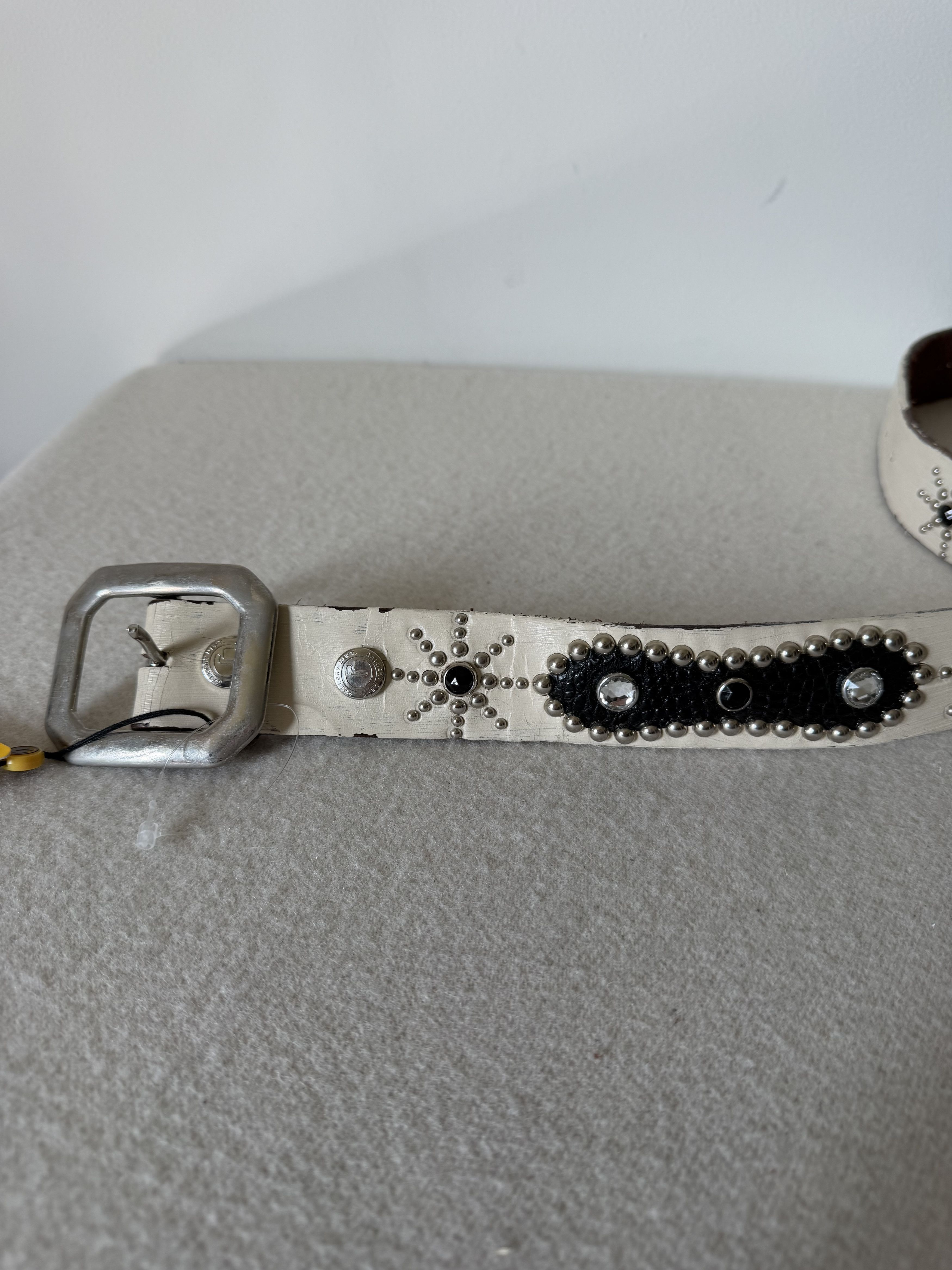 Gallery Dept. Gallery Dept. Painted Studded Leather Belt in White Size 32 - 2 Thumbnail