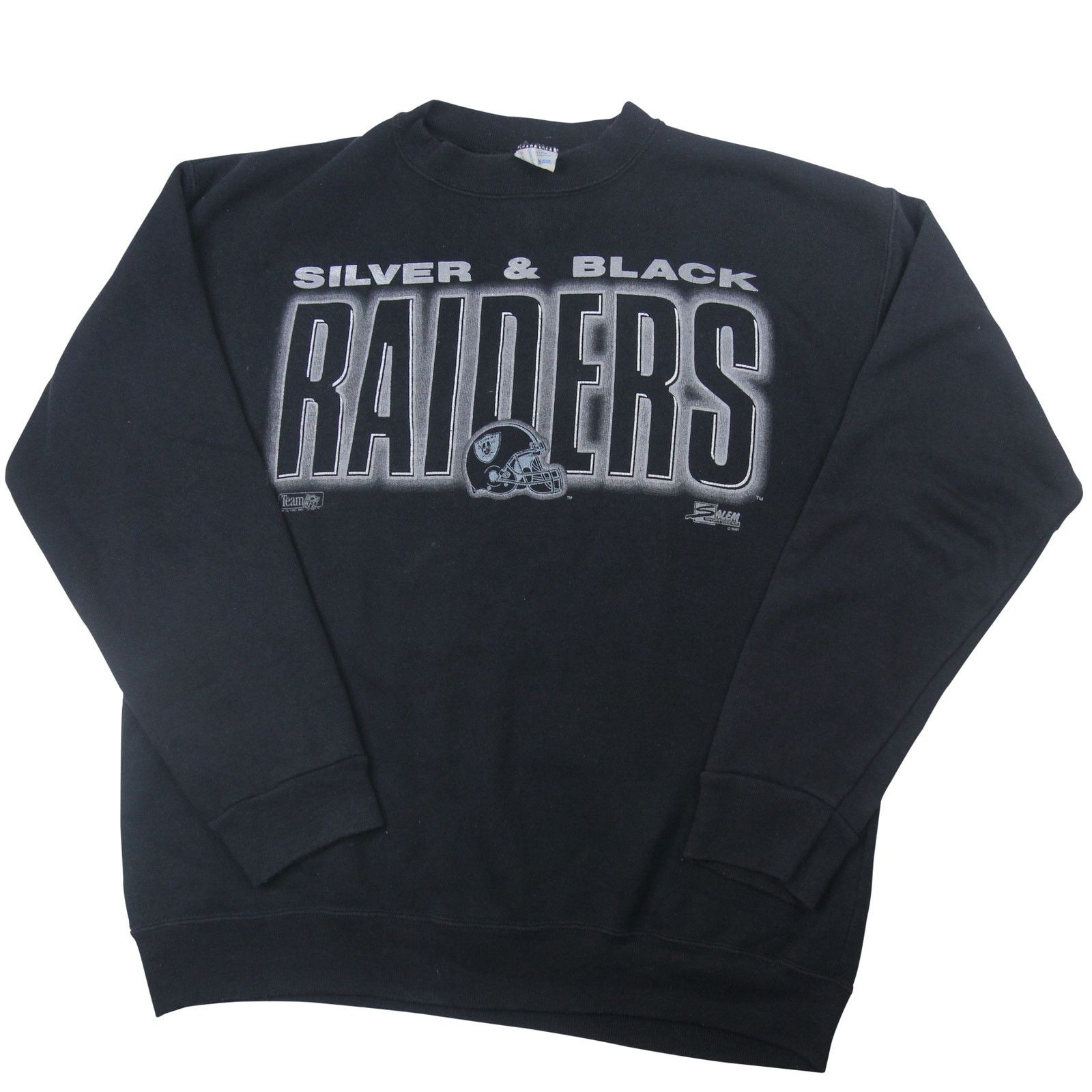 NFL × Salem Sportswear × Vintage Vintage Salem Sportswear NFL Raiders Spellout Sweatshirt Size US L / EU 52-54 / 3 - 1 Thumbnail