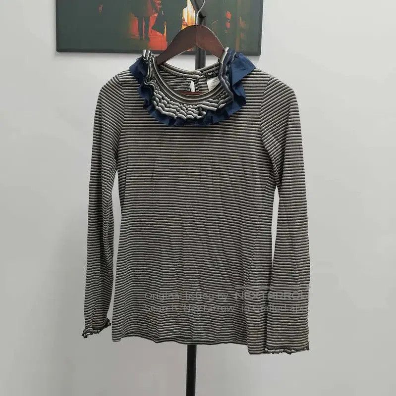 Chanel Gray Cotton Long Sleeve T-Shirt .