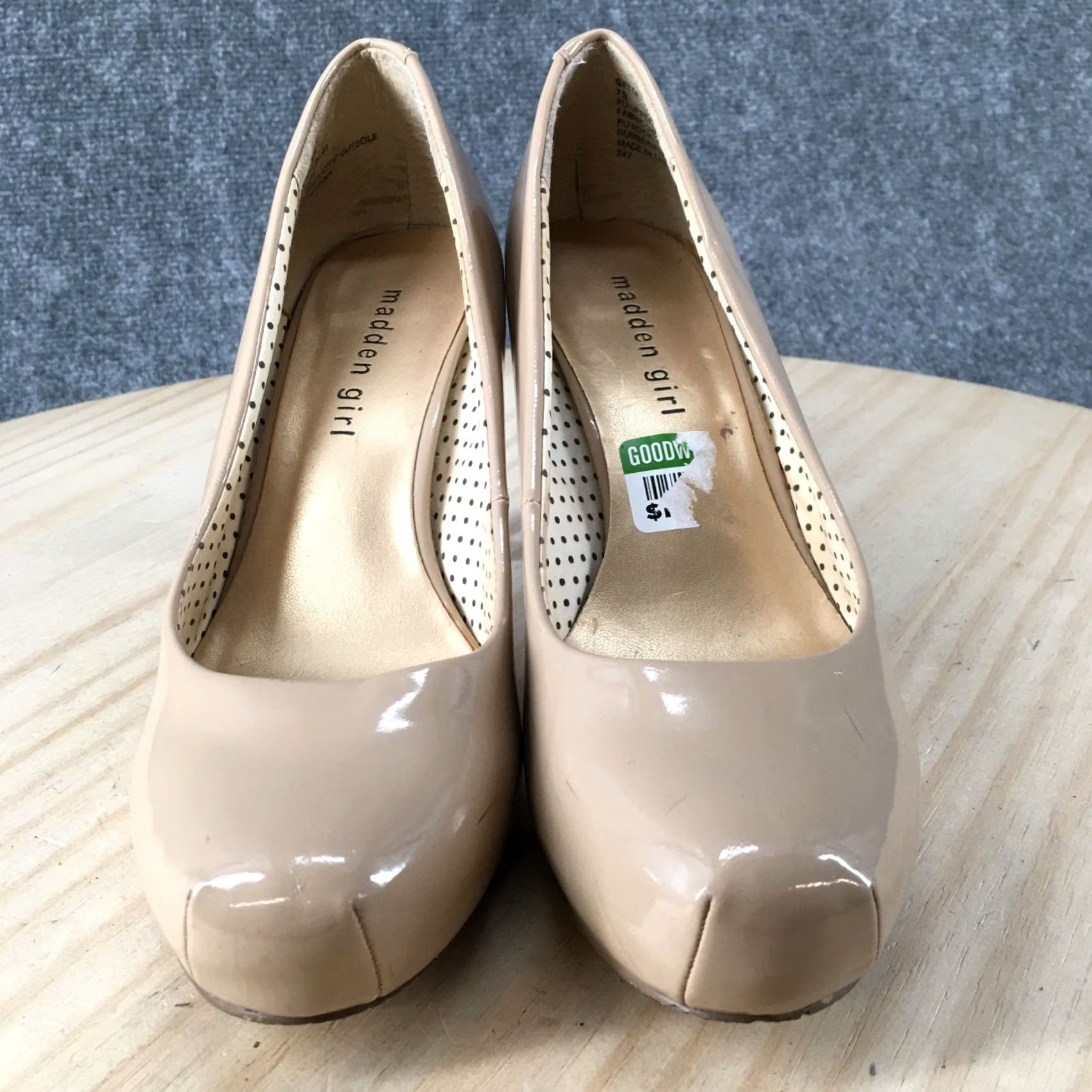 Vintage Madden Girl Heels Womens 7.5 Getta Pump Stiletto Beige Faux Leather Slip On Pump Ladies Beige Stiletto Heel Womens Shoes Size US 8 / IT 38 - 7 Thumbnail