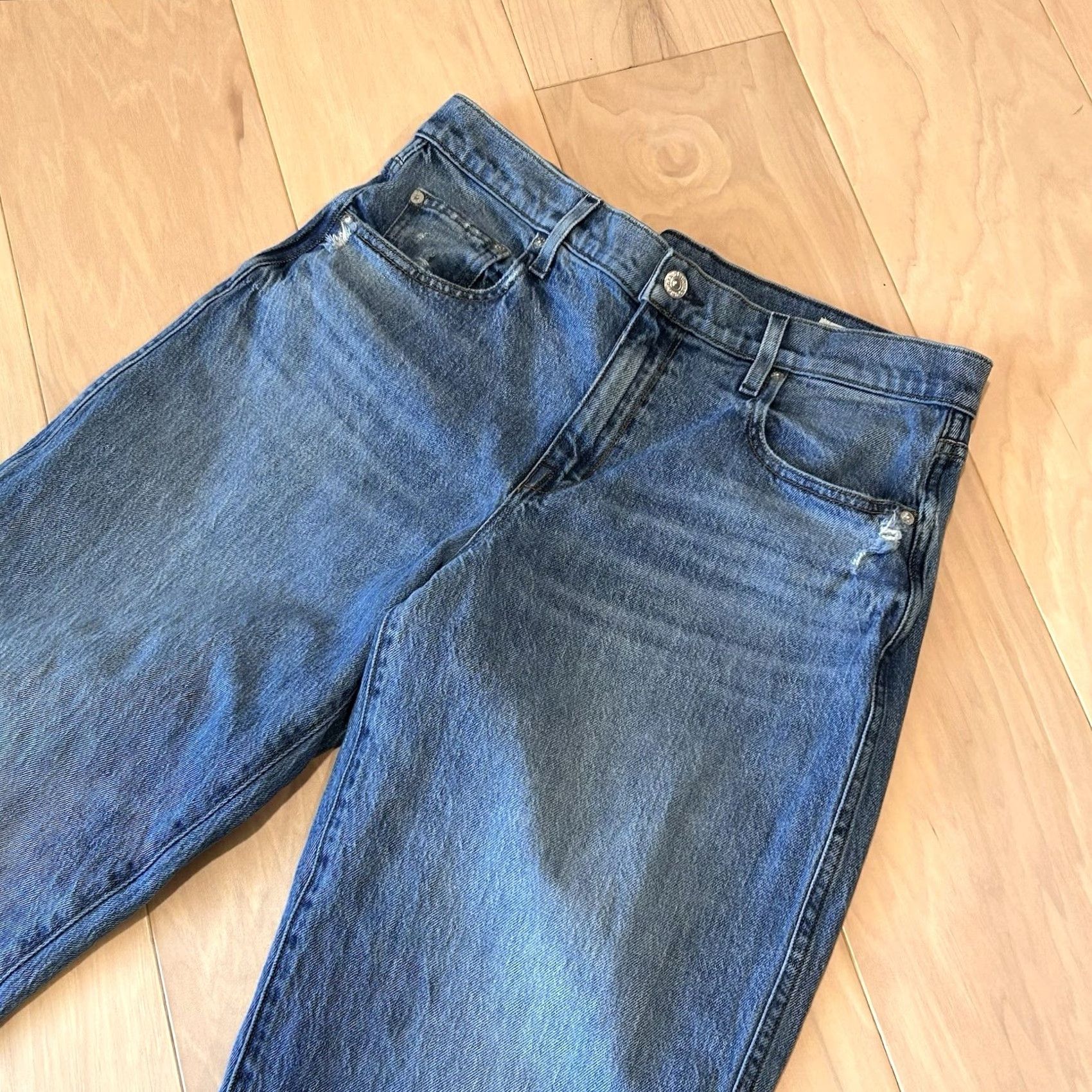 AYR VINTAGE AYR The Couch Slouch Denim Blue Jean Women 32x30 Jeans 5-Pocket Belt Loops High Rise Solid Denim USA Bohemian Modern Straight Womens Size 24" / US 00 / IT 34 - 2 Thumbnail