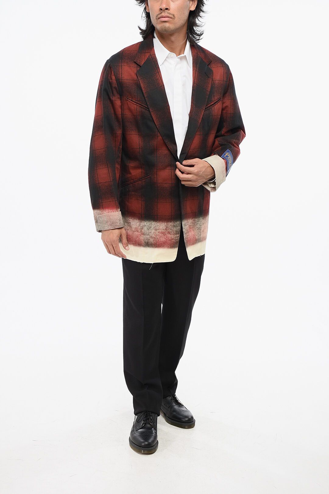 Maison Margiela og1mm0825 Cotton Gradient Effect Blazer in Red/Black Size US L / EU 52-54 / 3 - 4 Thumbnail