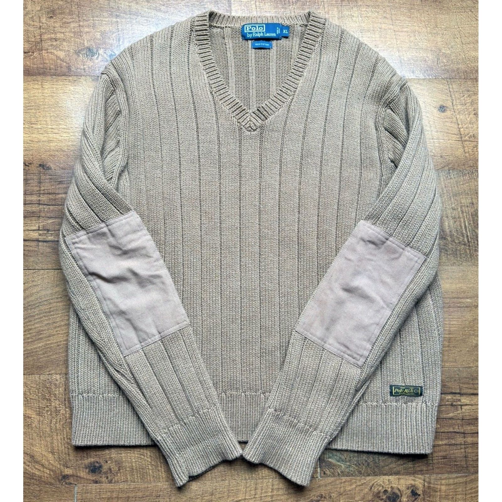 Polo Ralph Lauren VINTAGE Polo Ralph Lauren Army Commando Knit Sweater Cotton Mens XL Brown Ribbed Knit Heavyweight 90s Size US XL / EU 56 / 4 - 2 Thumbnail