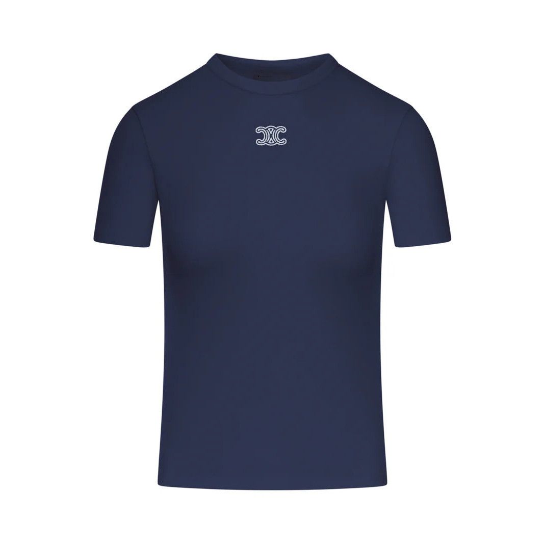 CELINE Navy Cotton T-shirt New )