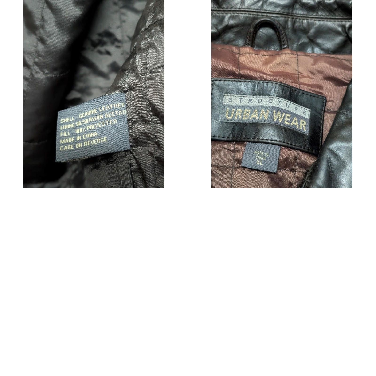 Vintage VINTAGE Structure Motorcycle Jacket XL Brown Leather - Men's Jacket, 90s, Loose, Patina, 48-50 Chest, Zip Closure, Stiff Cowhide, Motorcycle Model Size US XL / EU 56 / 4 - 8 Thumbnail