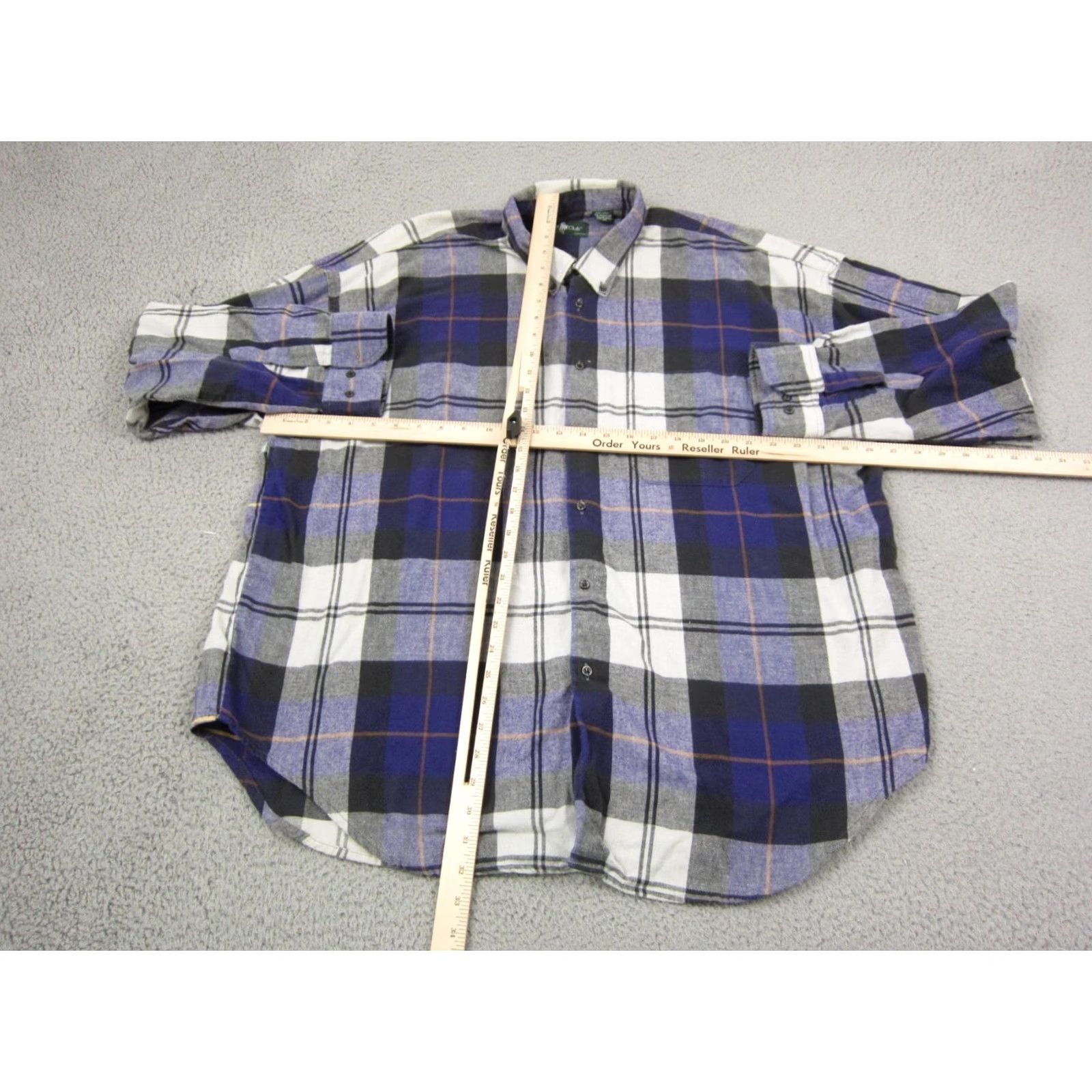 JCPenney Vintage Hunt Club Shirt Mens 2XL Blue Plaid Flannel Cotton Button-Up Casual Workwear 90s Mens Size US XXL / EU 58 / 5 - 5 Thumbnail