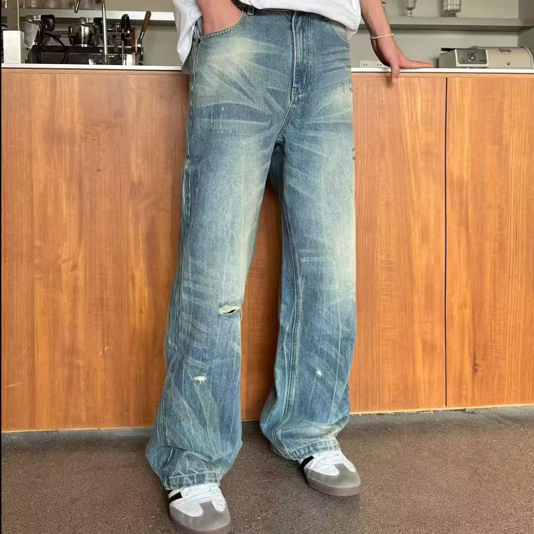 Japanese Brand × Vintage American street retro washed straight ripped jeans y2k Size US 32 / EU 48 - 1 Thumbnail