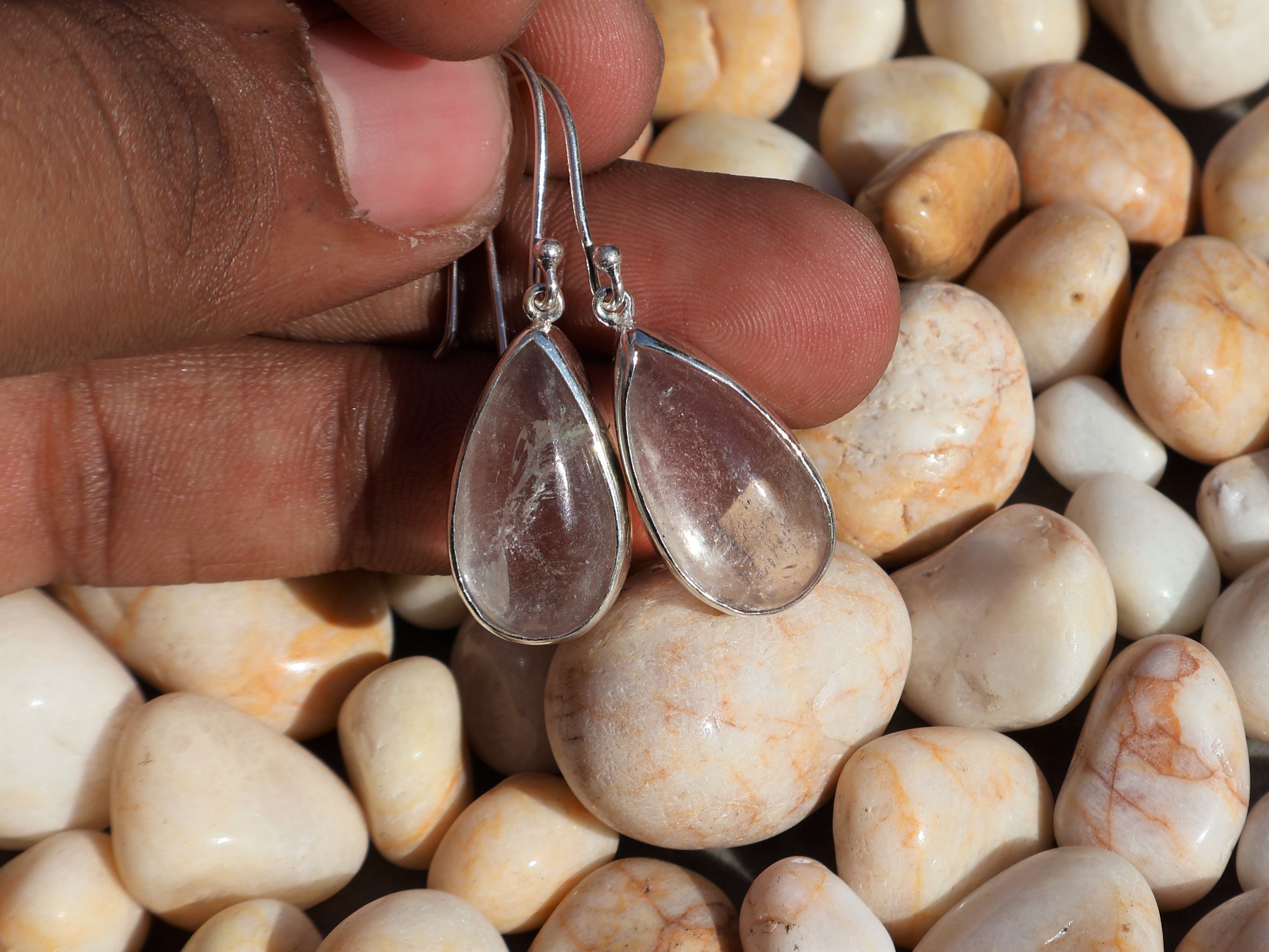 Handmade Crystal Quartz Earrings, Sterling Silver Handmade Earring, Size ONE SIZE - 9 Thumbnail