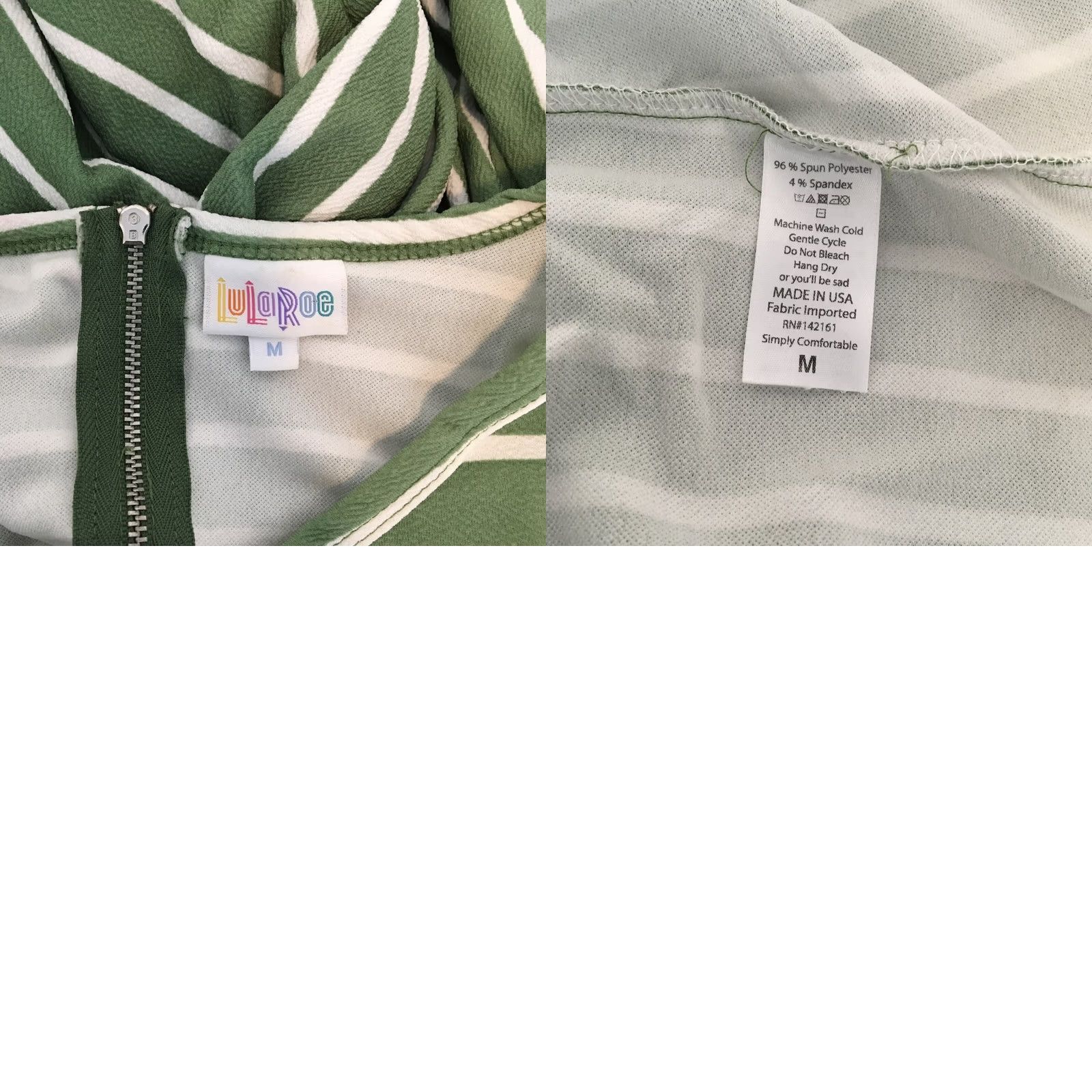 Vintage VINTAGE LuLaRoe Amelia Dress Striped Zipper Green Ivory Knee Length A-Line Womens M Size M / US 6-8 / IT 42-44 - 8 Thumbnail