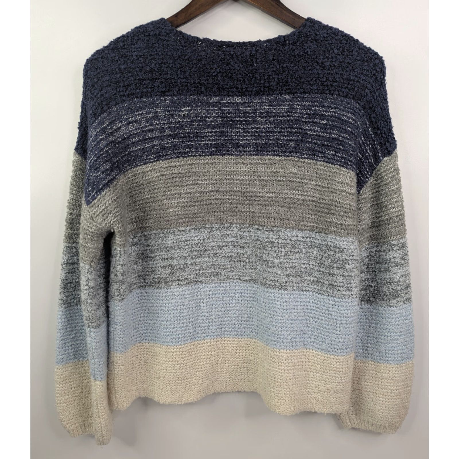 Vintage Knox Rose Sweater Knitted V-Neck Striped Long Sleeve Pullover Blue Size M Women Size M / US 6-8 / IT 42-44 - 4 Thumbnail