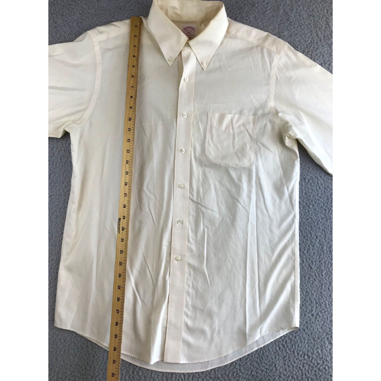 Brooks Brothers Brooks Brothers Shirt Mens 15.5 2/3 Pale Yellow Button-Down Long Sleeve Business Shirt Size US L / EU 52-54 / 3 - 3 Thumbnail
