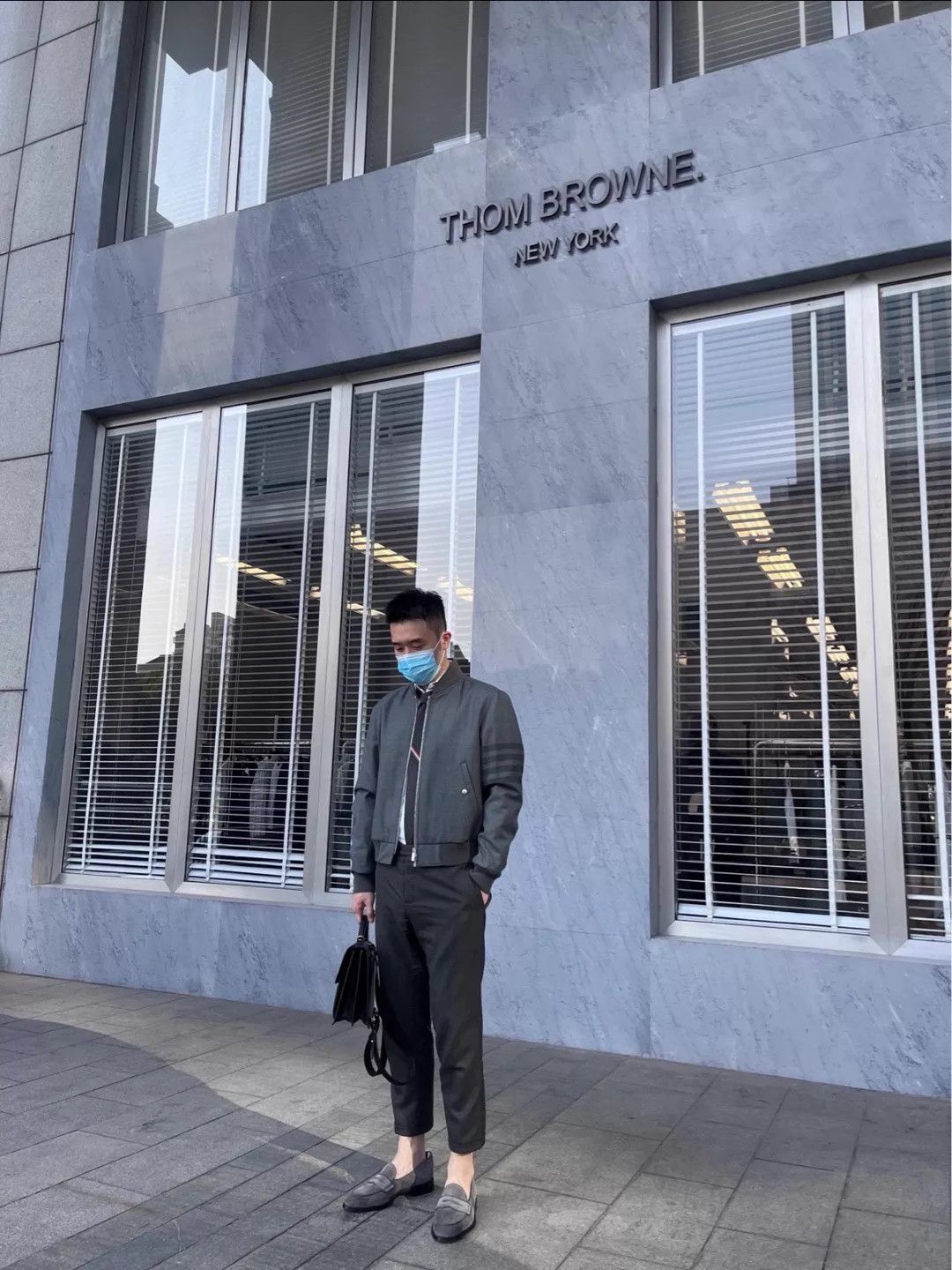 Thom Browne Thom Browne Classic Flight Jacket Dark Gray 4-Bar Stripe Size US L / EU 52-54 / 3 - 9 Thumbnail
